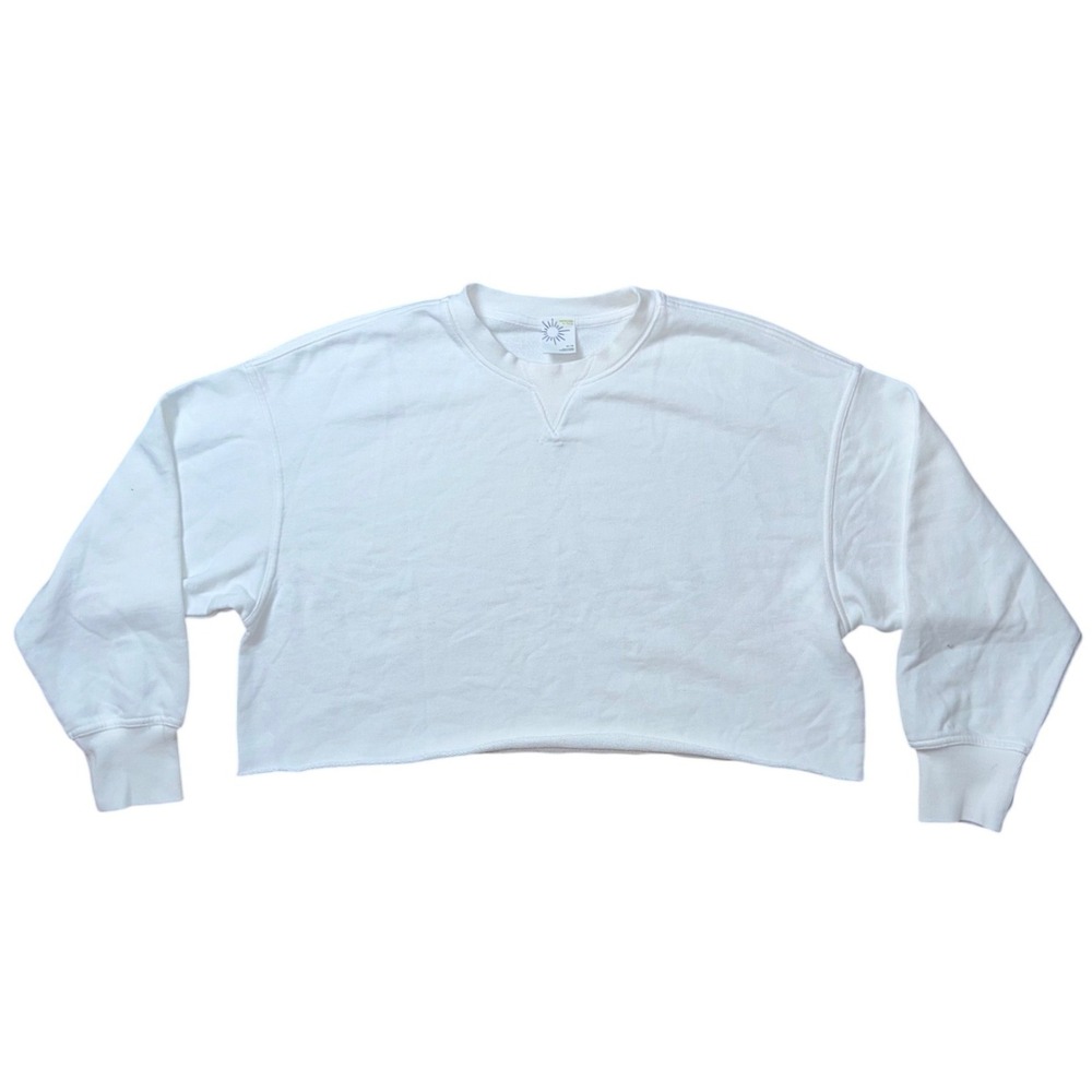 OFFLINE by Aerie White Cropped French Terry Sweatshirt M 5734336532